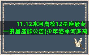 11.12冰河高校12星座最专一的星座群公告(少年洛冰河多高)