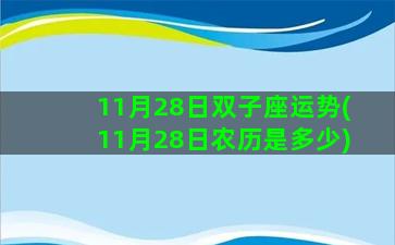 11月28日双子座运势(11月28日农历是多少)