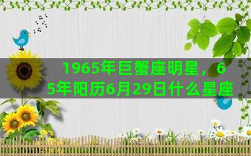 1965年巨蟹座明星，65年阳历6月29日什么星座