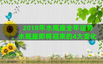 2018年水瓶座全年运势，水瓶座即将迎来的4大变化