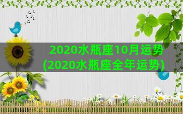 2020水瓶座10月运势(2020水瓶座全年运势)