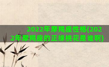 2022年摩羯座性格(2022年摩羯座的正缘桃花是谁啊)