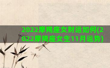 2022摩羯座女财运如何(2022摩羯座女生11月运势)