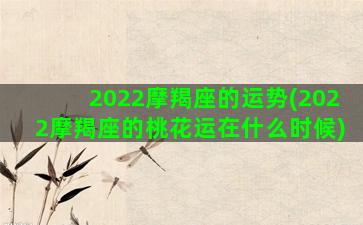 2022摩羯座的运势(2022摩羯座的桃花运在什么时候)