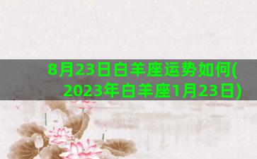 8月23日白羊座运势如何(2023年白羊座1月23日)