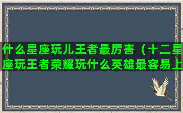 什么星座玩儿王者最厉害（十二星座玩王者荣耀玩什么英雄最容易上分）