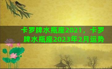 卡罗牌水瓶座2021，卡罗牌水瓶座2023年2月运势