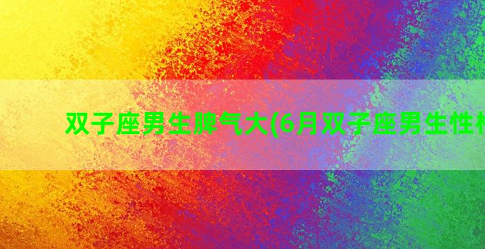 双子座男生脾气大(6月双子座男生性格脾气)