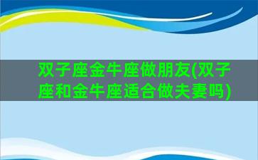 双子座金牛座做朋友(双子座和金牛座适合做夫妻吗)