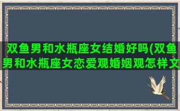 双鱼男和水瓶座女结婚好吗(双鱼男和水瓶座女恋爱观婚姻观怎样文字版)