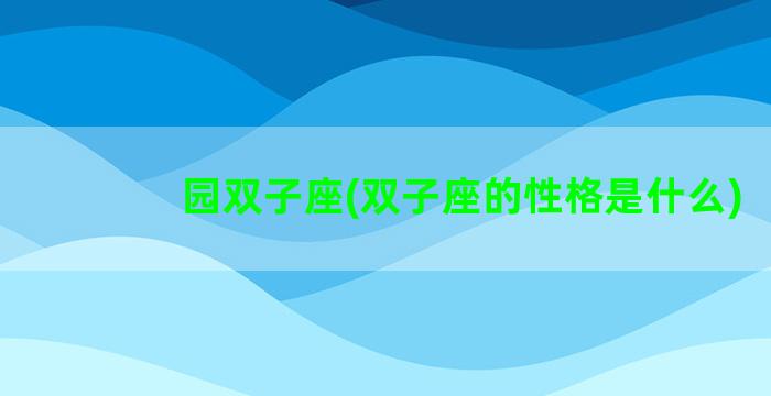 园双子座(双子座的性格是什么)