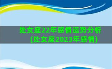 处女座22年感情运势分析(处女座2023年感情)