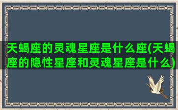 天蝎座的灵魂星座是什么座(天蝎座的隐性星座和灵魂星座是什么)