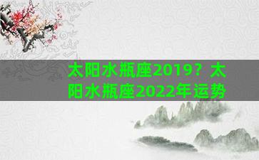 太阳水瓶座2019？太阳水瓶座2022年运势