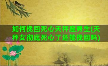 如何挽回死心天秤座男生(天秤女彻底死心了还能挽回吗)