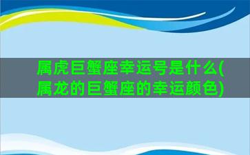 属虎巨蟹座幸运号是什么(属龙的巨蟹座的幸运颜色)