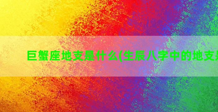 巨蟹座地支是什么(生辰八字中的地支是什么)