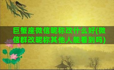 巨蟹座微信昵称改什么好(微信群改昵称其他人能看到吗)