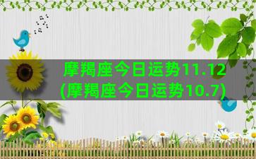 摩羯座今日运势11.12(摩羯座今日运势10.7)