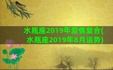 水瓶座2019年爱情复合(水瓶座2019年8月运势)