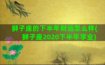 狮子座的下半年财运怎么样(狮子座2020下半年学业)