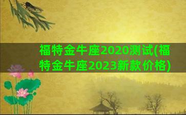 福特金牛座2020测试(福特金牛座2023新款价格)