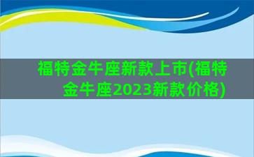 福特金牛座新款上市(福特金牛座2023新款价格)