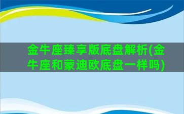 金牛座臻享版底盘解析(金牛座和蒙迪欧底盘一样吗)