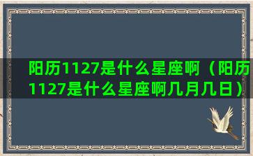 阳历1127是什么星座啊（阳历1127是什么星座啊几月几日）